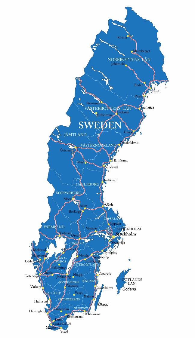 Schwedenkarte – Regionen in Schweden