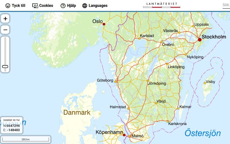 Schwedenkarte: Lantmäteriet