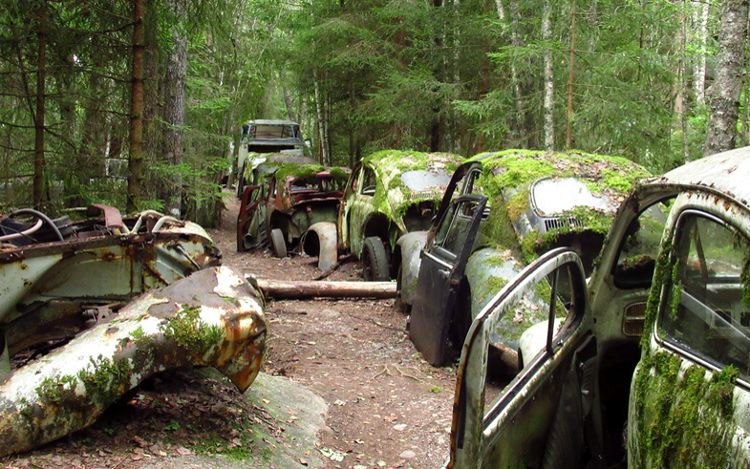 Schwedischer Autofriedhof Bastnäs in Värmland