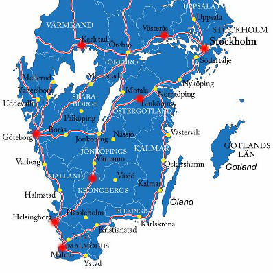 Südschweden Rundreise - Karte